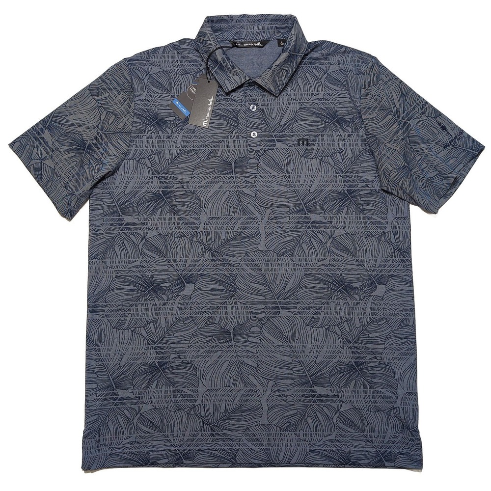 TRAVIS MATHEW Short Sleeve Polo Shirt Rio Pinar Golf Blue Floral Large L ~ New - Picture 3 of 11